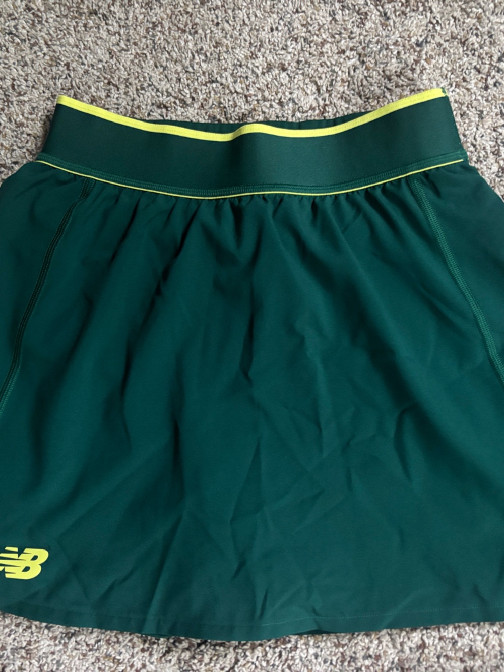 New Balance Dark Green Athletic Skort with Yellow Accent S like new!!